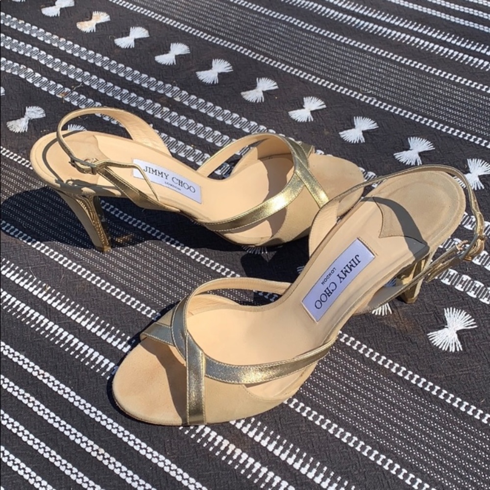 Jimmy Choo gold suede sandals size 40